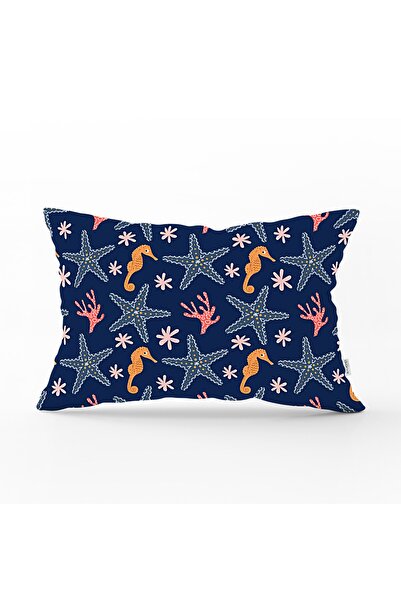Realhomes Sea Horse Starfish Coral Motif Rectangular Throw Pillow Cover