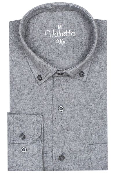 Varetta Ανδρικό γκρι κλασικό μακρυμάνικο πουκάμισο με κουμπιά γιακά