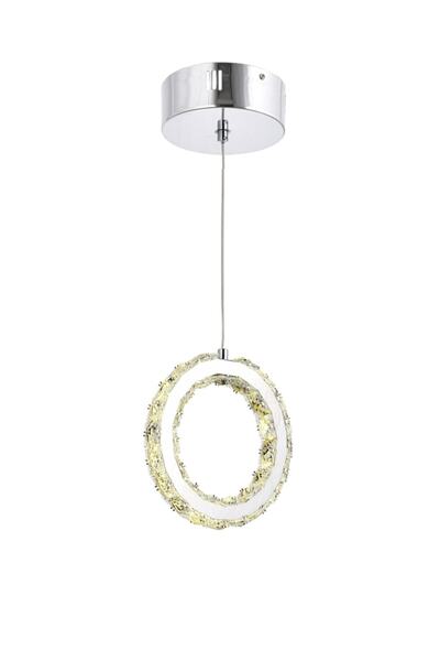 burenze A+ Modern Kristal Taşlı Power Led Kademeli 3 Renk Krom Tekli Sarkıt A...