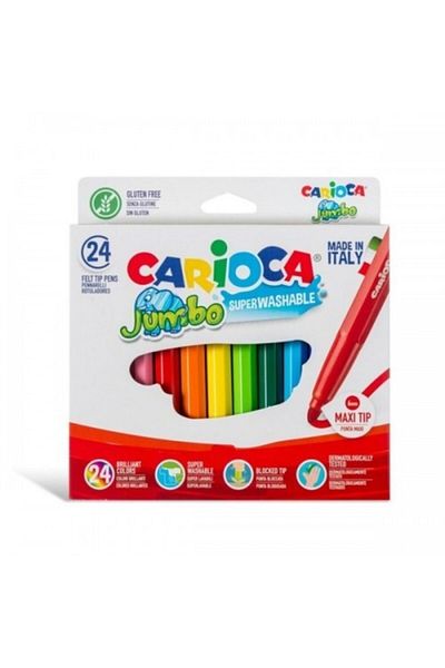 CARIOCA 24-Piece Jumbo Washable Felt Tip Crayons - 40570