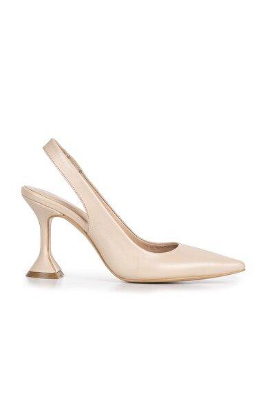 PİRCİ Kadın Bej Deri Kadın Topuklu Ayakkabı