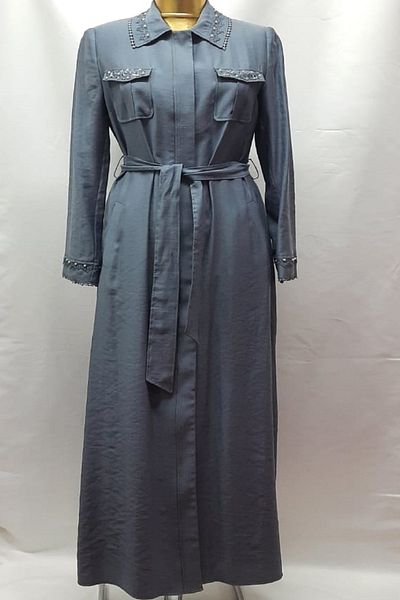 YILDIZ Women's Smoked Blue Belt Detailed Buttoned Curtain