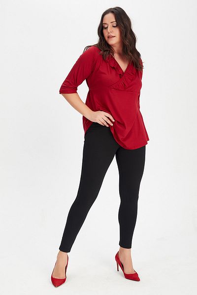 Moda Cazibe Women's Black Large Size Pocket Leggings Trousers