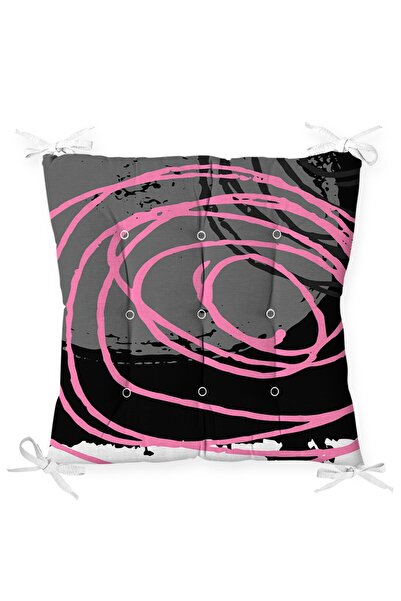 Realhomes وسادة كرسي منفوشة باللون الوردي على أرضية رمادية وأسود وأبيض