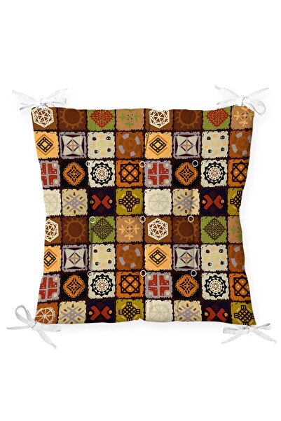 Realhomes Yoğun Kahverengi Mozaik Modern Tasarım Fermuarlı Sandalye Minderi