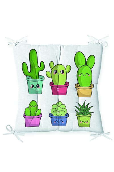 Realhomes وسادة كرسي منفوشة بطبعات الصبار اللطيفة المتنوعة في وعاء