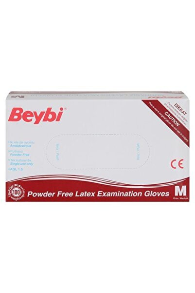 Beybi Beyaz Pudrasız Lateks Muayene Eldiveni 100 'lü Paket M Medium