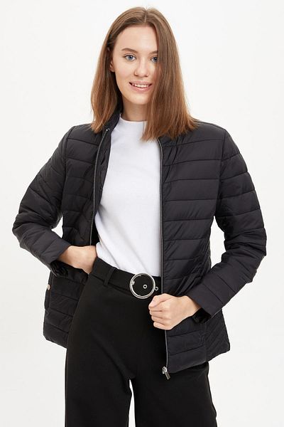 DeFacto Women's Black Red Zippered Puffer Jacket N6357AZ20AU