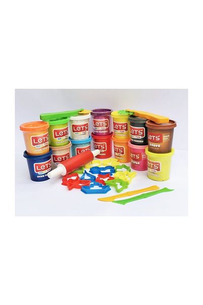 Lets 14 Colors Play Dough 17 Piece Mold and Roller Set 2100 gr