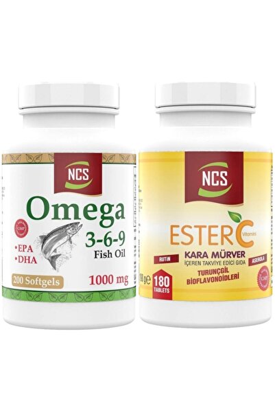 NCS أوميجا 3-6-9 - 200 قرص زيت السمك فيتامين سي الناعم مع المدرسة الثانوية