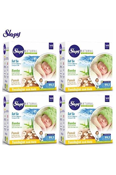 Sleepy مناديل مبللة لحديثي الولادة-منشفة طبيعية 3*40 4 عبوات 480 منديل-مع غطاء