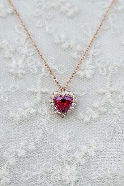 Crystal Diamond Zirconia 1.25 Carat Yakut Kalp Kolye