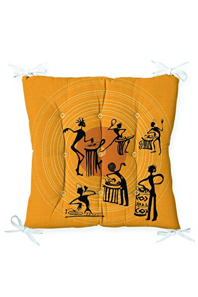 Realhomes Ethnic Patterned Fluffy Chair Cushion Playing on Yellow Floor