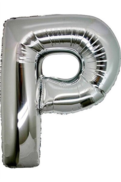 PARTİSERÜVENİ Letter Balloon Foil P Letter Silver 34 Inch (76 Cm)