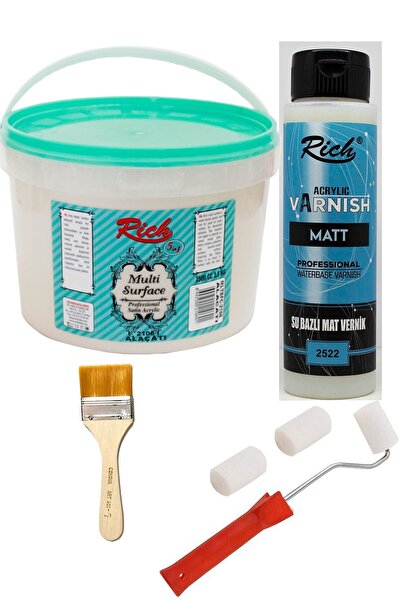 Rich Multi Surface Alaçatı 2500cc + 500cc Mat Vernik + Rulo Fırça + Zemin Fır...