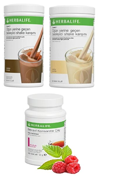 Herbalife 1 Adet Çikolata Shake 1 Adet Vanilya Shake - 1 Adet Ahududu Aromalı...