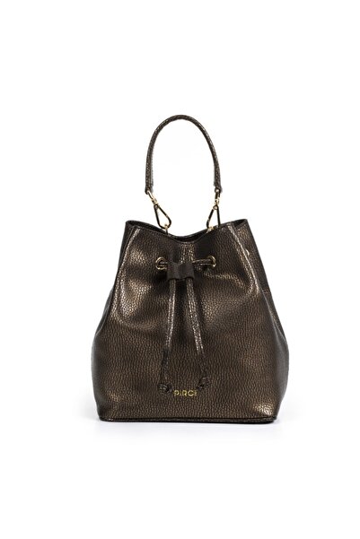 PİRCİ Kadın Bronz Rosa Büzgülü Deri Çanta