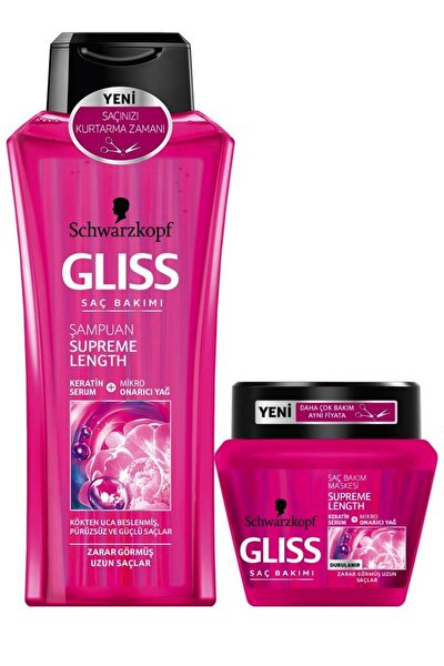 SCHWARZKOPF HAIR MASCARA Gliss Supreme Length - 400 ml Shampoo and Mask Set