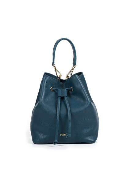 PİRCİ Kadın Mavi Rosa Büzgülü Deri Çanta