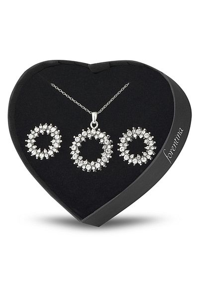 Forentina Round Design Necklace Earrings Set in Custom Heart Box Ps1423