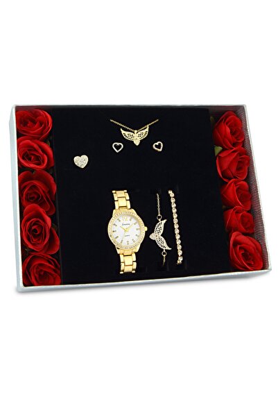 Forentina Altın Kaplama Melek Kanadı Kolye Küpe Yüzük Bileklik Saat - Hediye ...