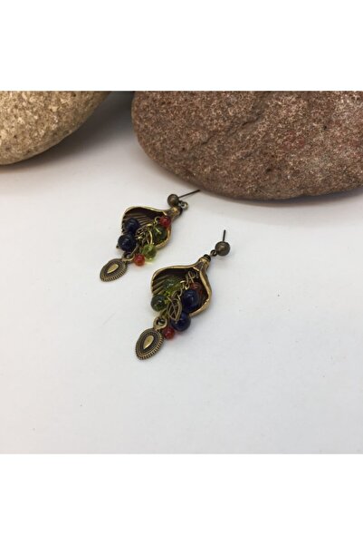 Porsuk Alternatif El Yapımı Etnik Otantik Bohem Renkli Boncuklu Küpe