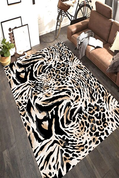 Resmiro Dalgalı Leopar Desenli Dijital Baskılı Halı