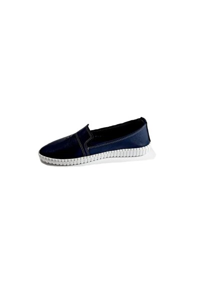 KAPAR Γυναικείες μπαλαρίνες Navy Blue από γνήσιο δέρμα