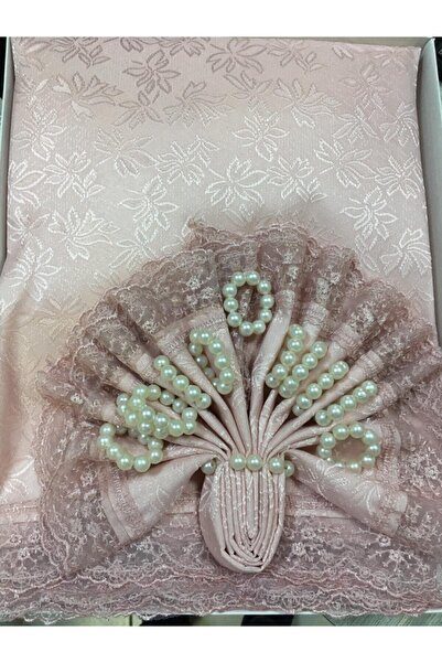 Aksuhome Fransız Güpürlü Kdk Kumaş Yemek Masası Takımı 18 Parça Pudra