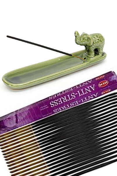 Mnk Tütsülük Kayık Filli Seramik Ve 20 Ad. Anti Stress Tütsü Çubuğu