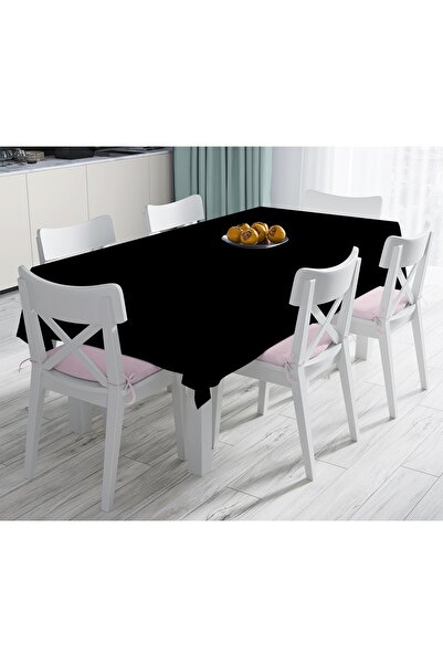 Realhomes Plain Black Colored Digital Printed Tablecloth