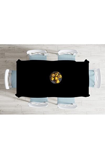 Realhomes Plain Black Colored Digital Printed Tablecloth