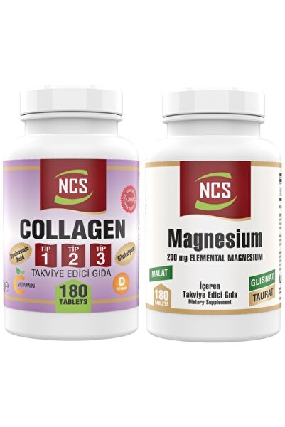 NCS كولاجين من النوع 1-2-3 (كولاجين) 180 قرص مغنيسيوم مالات تورات جليسينات 18...