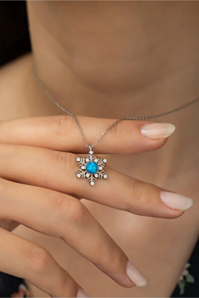 Nereze 925 Ayar Opal Taşlı Kartanesi Kadın Gümüş Kolye