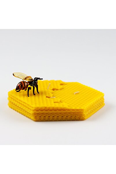 ADAMODART Cam Arı Biblo Ve Petek Mum Seti