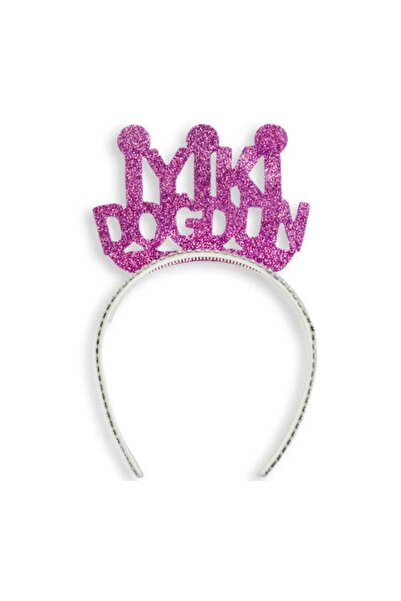 PARTİSERÜVENİ Pink Happy Birthday Written Glitter Crown