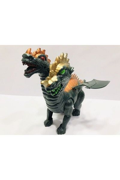 oyuncakchi Trex Double Head Dinosaur Dragon Walking Toy with Light and Sound