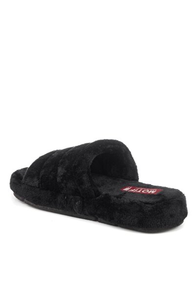 İmerShoes Women's Black Home Plush Slippers Open Front Winter Slippers