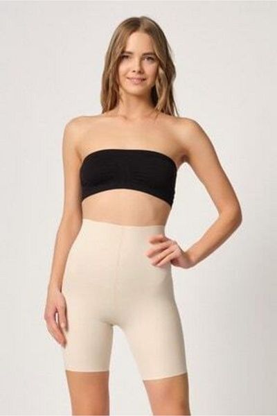 Emay Women's Beige Laser Cut Boxer Corset