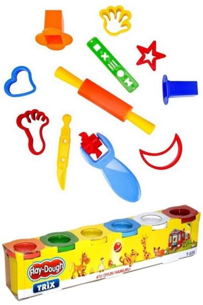 Brons Oyun Hamuru Kalıpları ve Play Dough 6 Renk Oyun Hamuru Seti