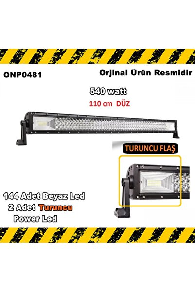 Point Off Road Led Bar Beyaz Led Turuncu Flaşlı Düz 3 Sıra 110 Cm 540 Watt 144 Led