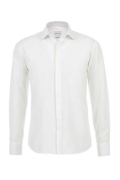 EMNANA Beyaz Premium Italyan Yaka Regular Fit Smokin Gömlek