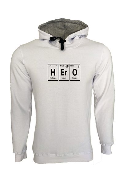 Raf Coll Hanorac cu glugă unisex alb cu imprimeu Hero