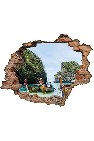 renkselart ملصق حائط على شكل قارب كاياك مكسور من الطوب 197