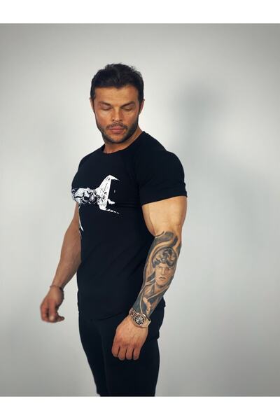 BLACK Erkek Siyah  Zyzz Fitness T-shirt