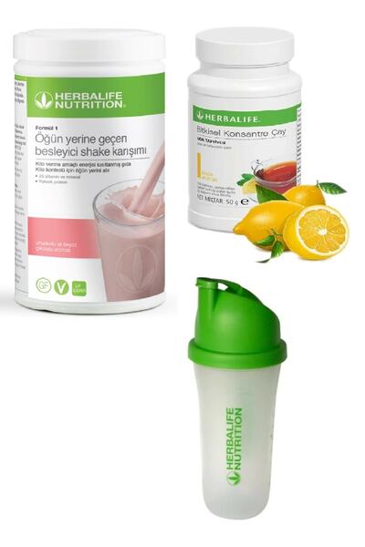 Herbalife Set Ahududu Beyaz Çikolata Shake 50 gr Limon Aromalı Çay Ve Shaker