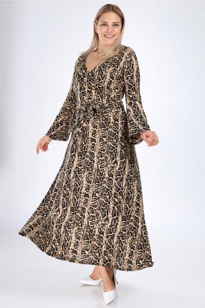 Şirin Butik Γυναικείο ισπανικό φόρεμα με διπλό πλεκτό κρεπ μεγάλου μεγέθους