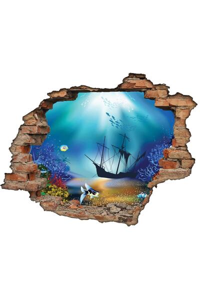 renkselart قاع البحر المكسور، ملصق حائط على شكل سفينة غارقة - 200