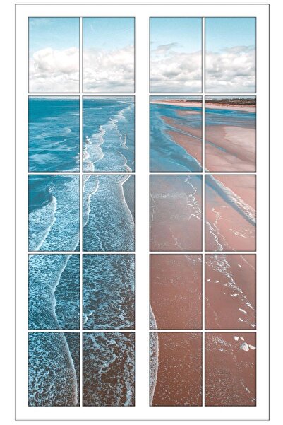 renkselart نافذة، شاطئ البحر، ملصق حائط ساحلي-34