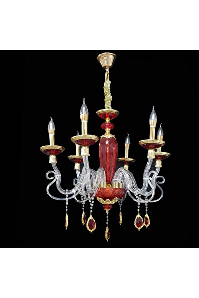 Mutlu Avize Salon,oturma Odası Cam Kol 6 Lı Kirmizi-şeffaf